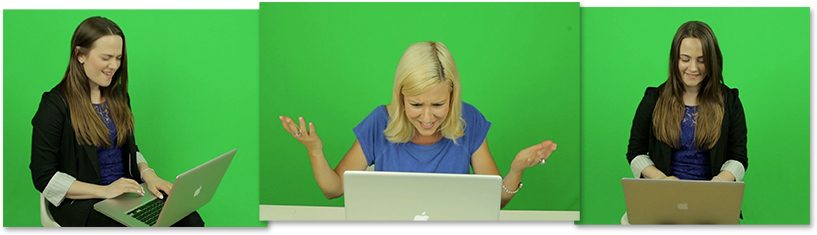 Girl on Laptop Green Screen